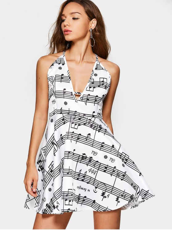 BerryBetty - Cheap Music Note Print Open Back Cami Dress