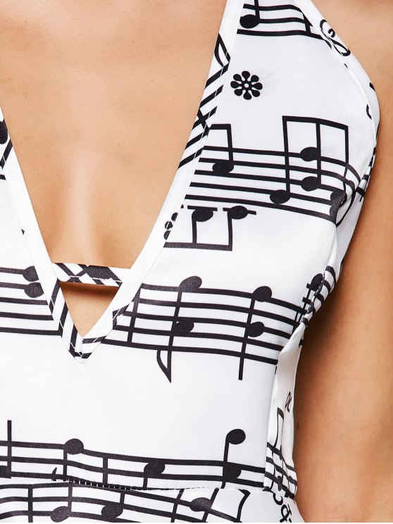 BerryBetty - Cheap Music Note Print Open Back Cami Dress