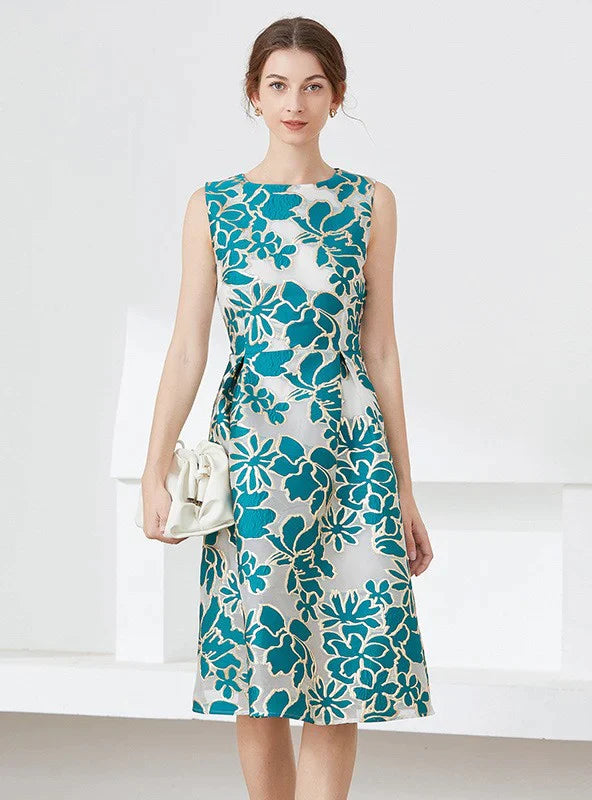 BerryBetty - A-Line Jacquard Blue Party Dress