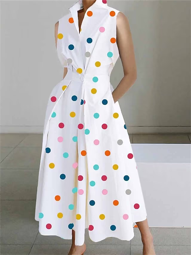 BerryBetty - Effortless Charm Polka Dot Slip Maxi Dress