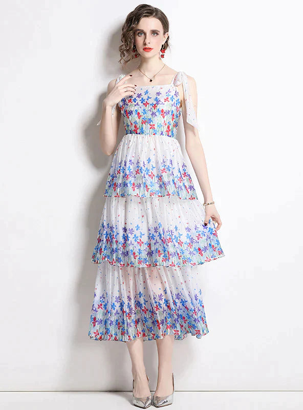 BerryBetty - Layered Print Sling Cake Dress