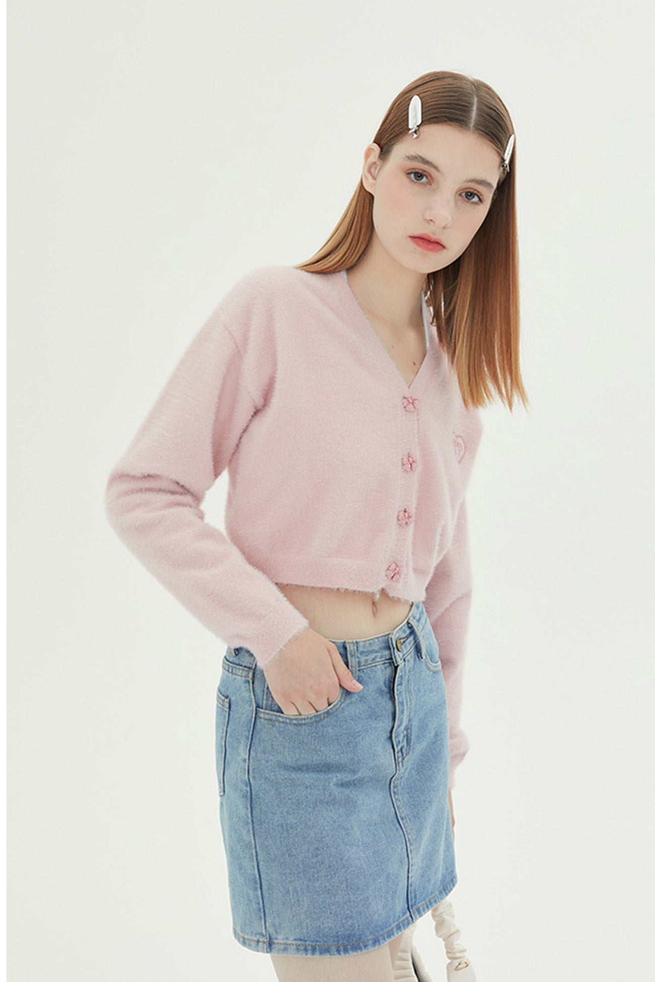 BerryBetty - V Neck Solid Color Cardigan
