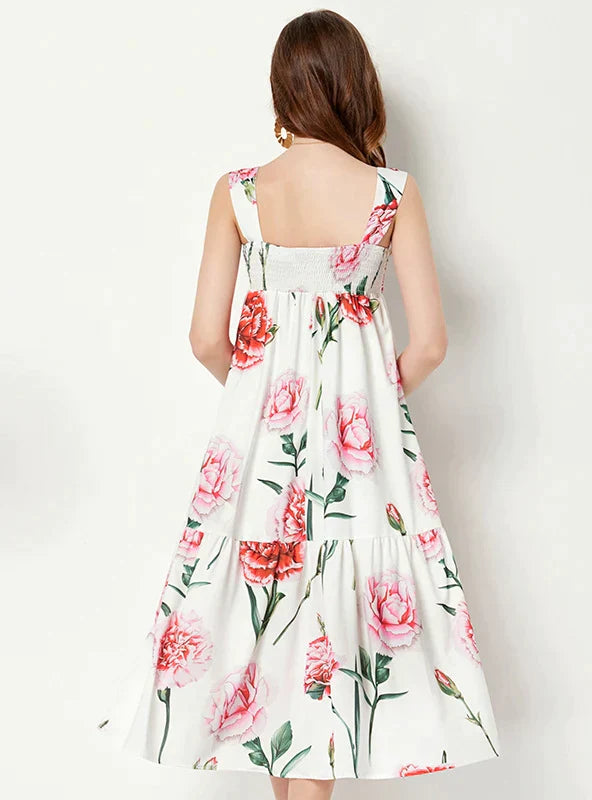 BerryBetty - Bow High Waist Print Big Swing Dress