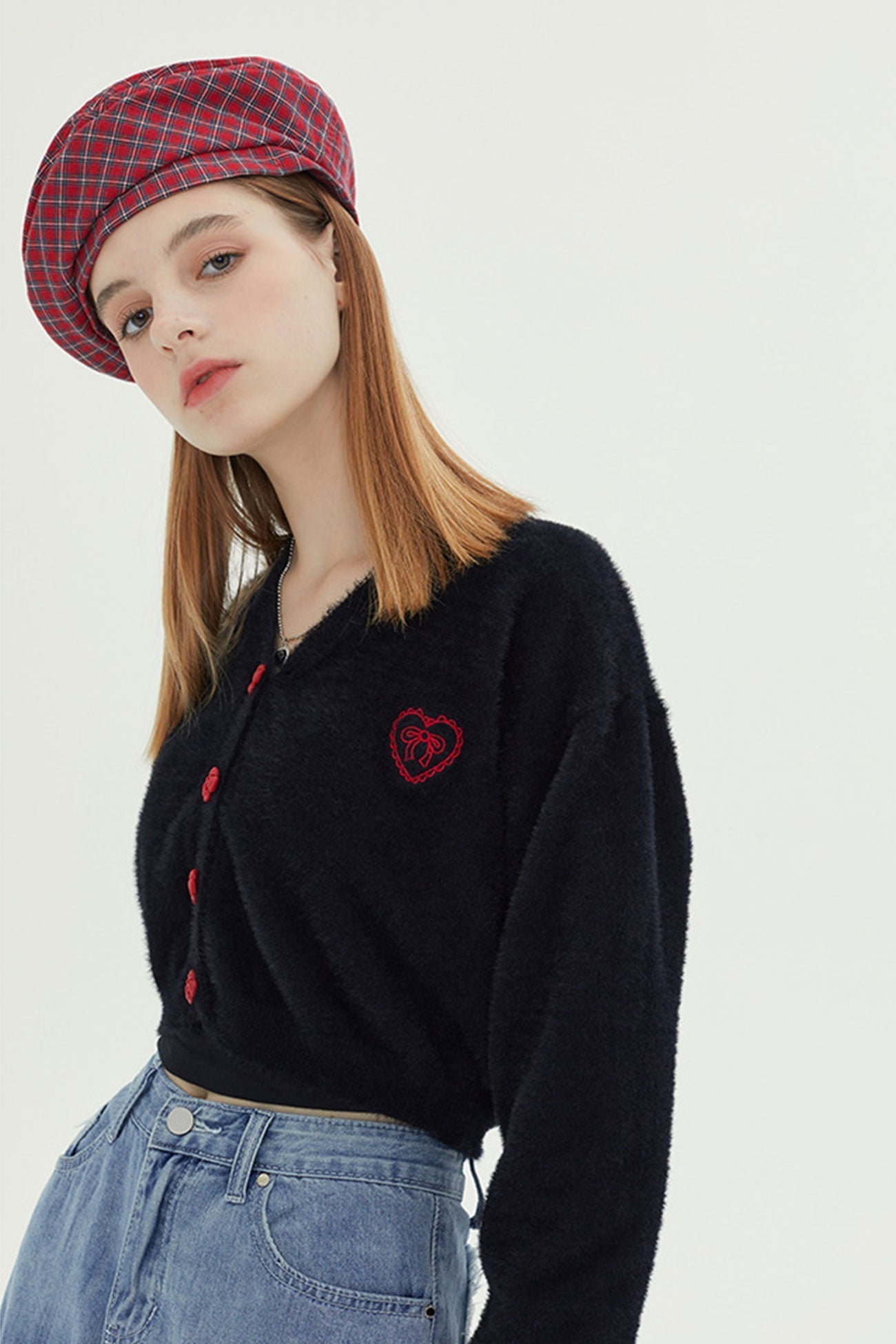 BerryBetty - V Neck Solid Color Cardigan