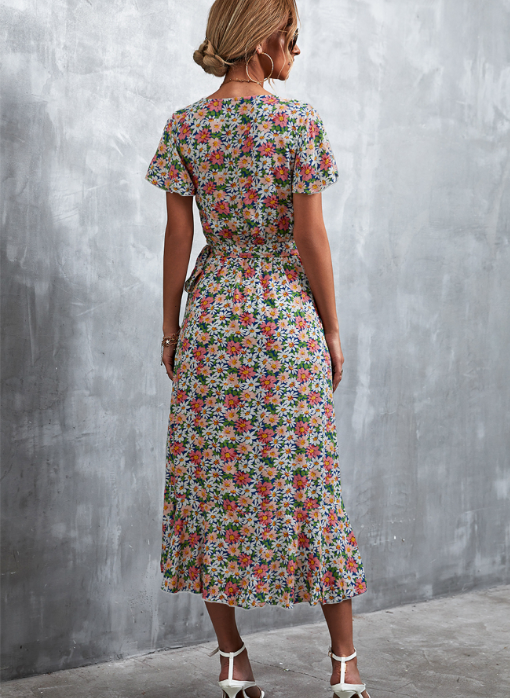 BerryBetty - Bohemian Cross V-Neck Lace Floral Dress