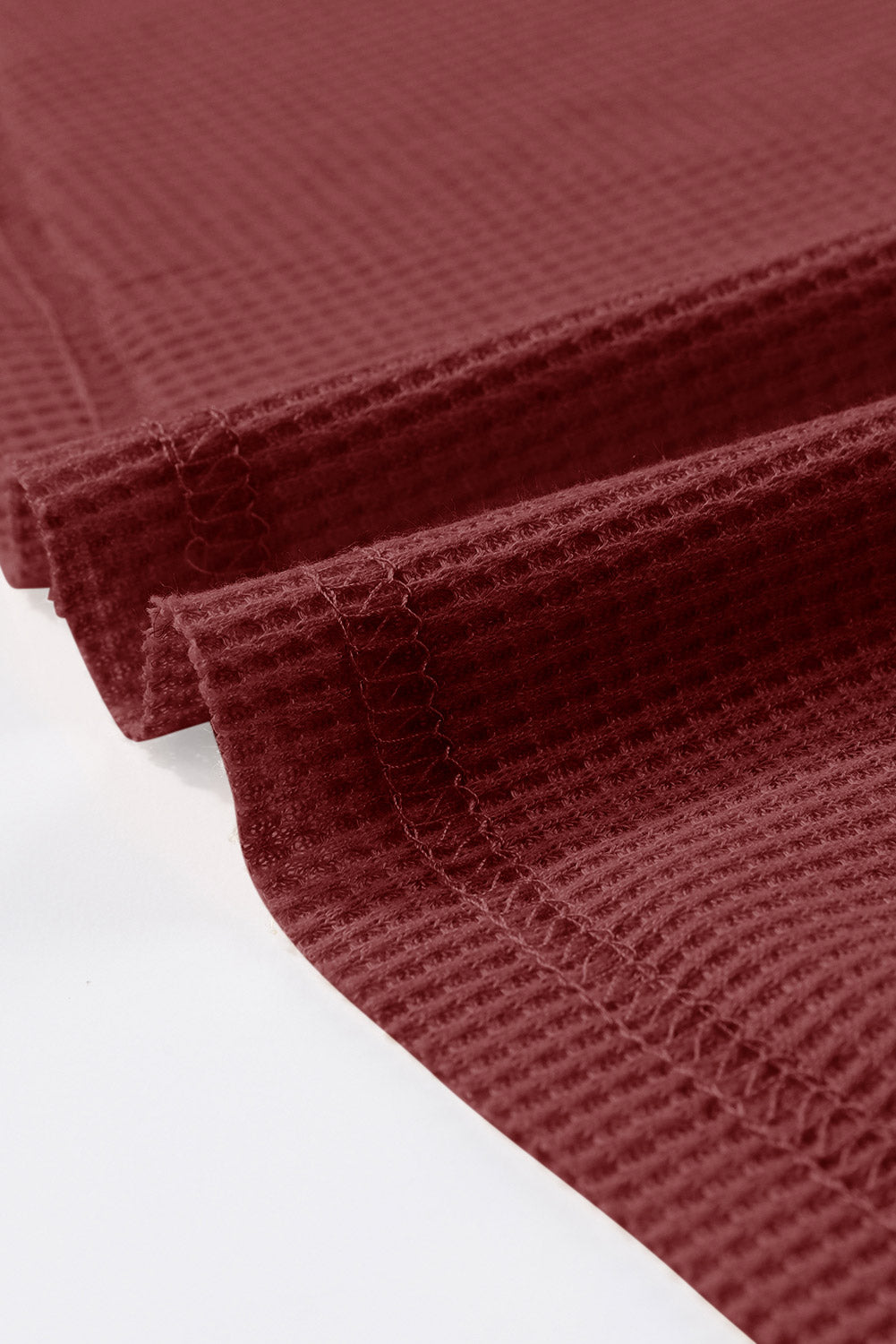 BerryBetty - Red Waffle Knit Buttoned Long Sleeve Top