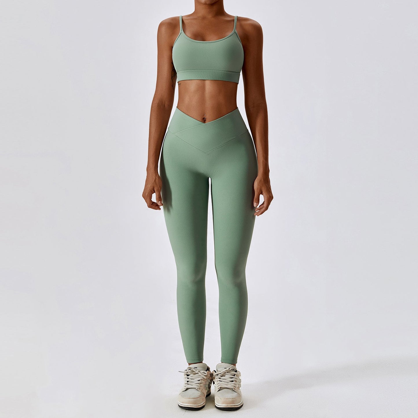 BerryBetty - Thread Abdominal Shaping High Waist Beauty Back Yoga Suit Quick Drying Push up Hip Raise Skinny Workout Exercise Outfit