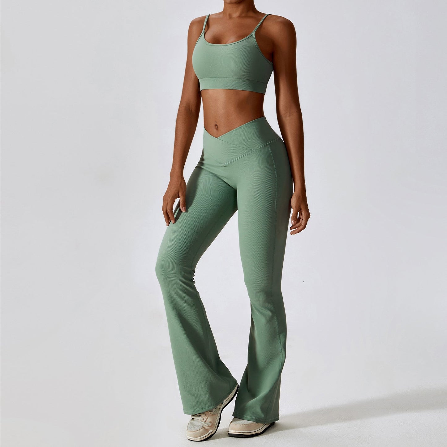 BerryBetty - Thread Abdominal Shaping High Waist Beauty Back Yoga Suit Quick Drying Push up Hip Raise Skinny Workout Exercise Outfit