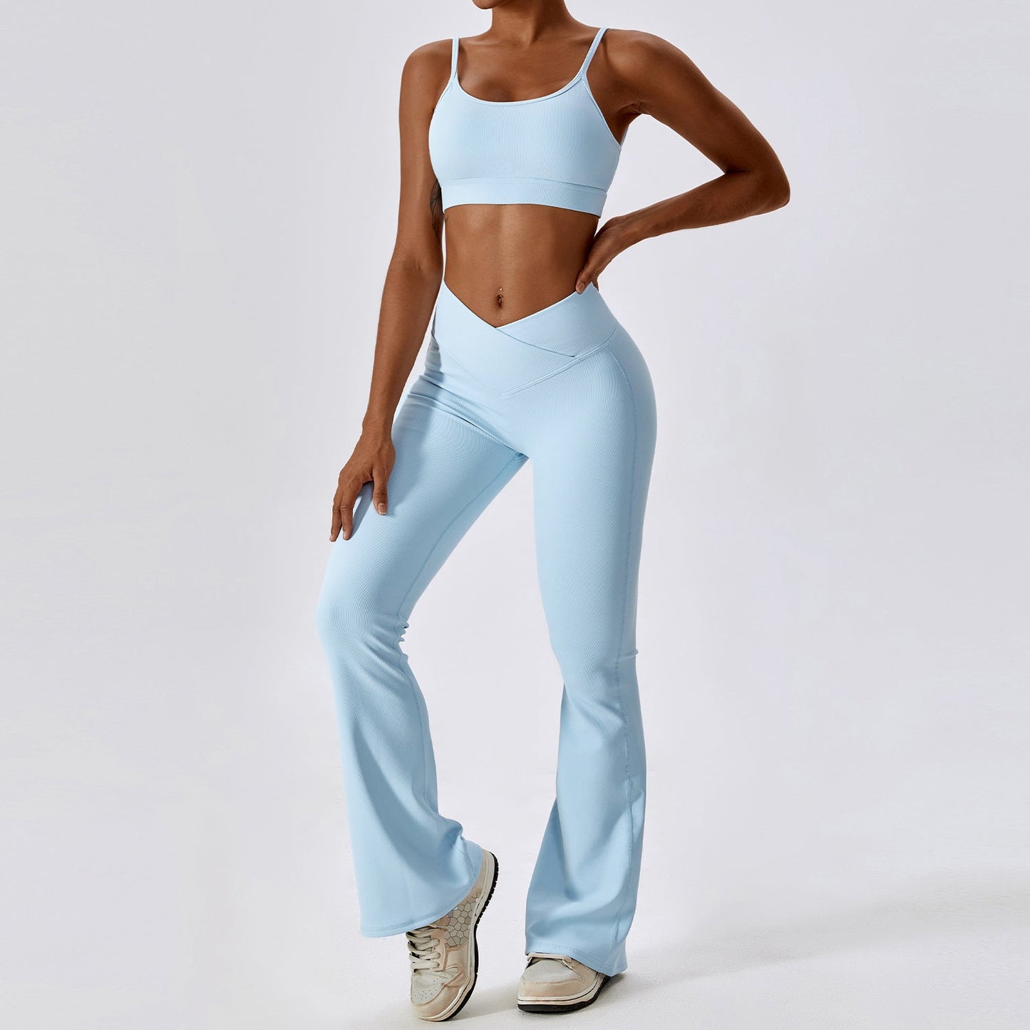 BerryBetty - Thread Abdominal Shaping High Waist Beauty Back Yoga Suit Quick Drying Push up Hip Raise Skinny Workout Exercise Outfit