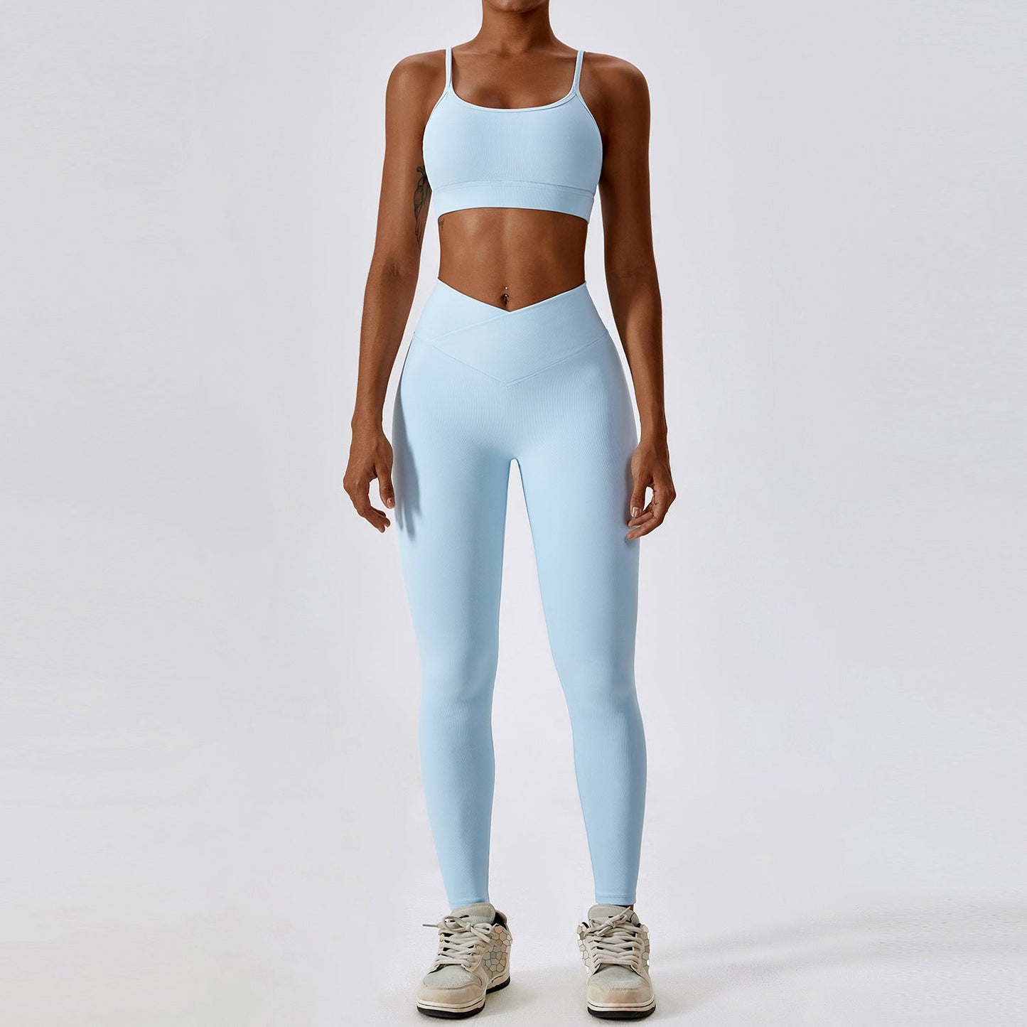 BerryBetty - Thread Abdominal Shaping High Waist Beauty Back Yoga Suit Quick Drying Push up Hip Raise Skinny Workout Exercise Outfit