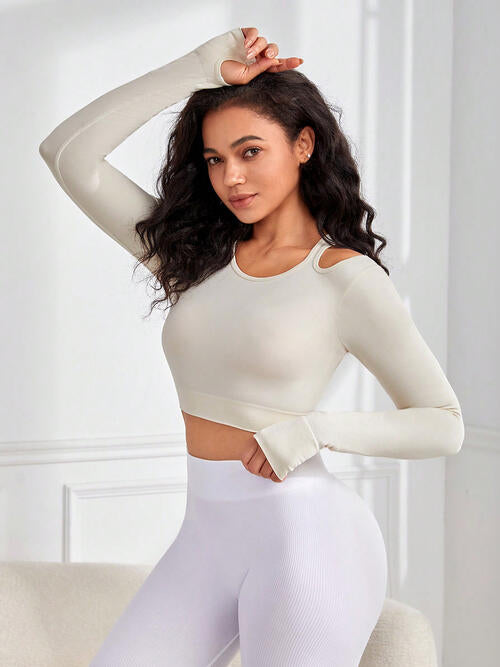 BerryBetty - Cutout Round Neck Long Sleeve Activewear Yoga Top