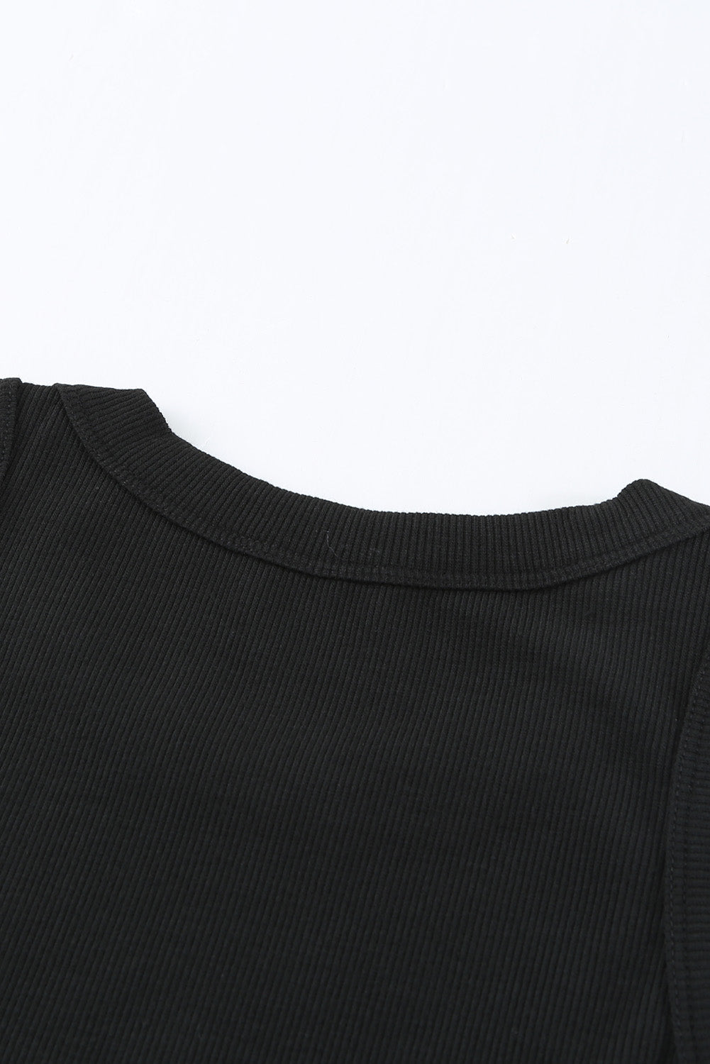 BerryBetty - Solid Black Round Neck Ribbed Tank Top
