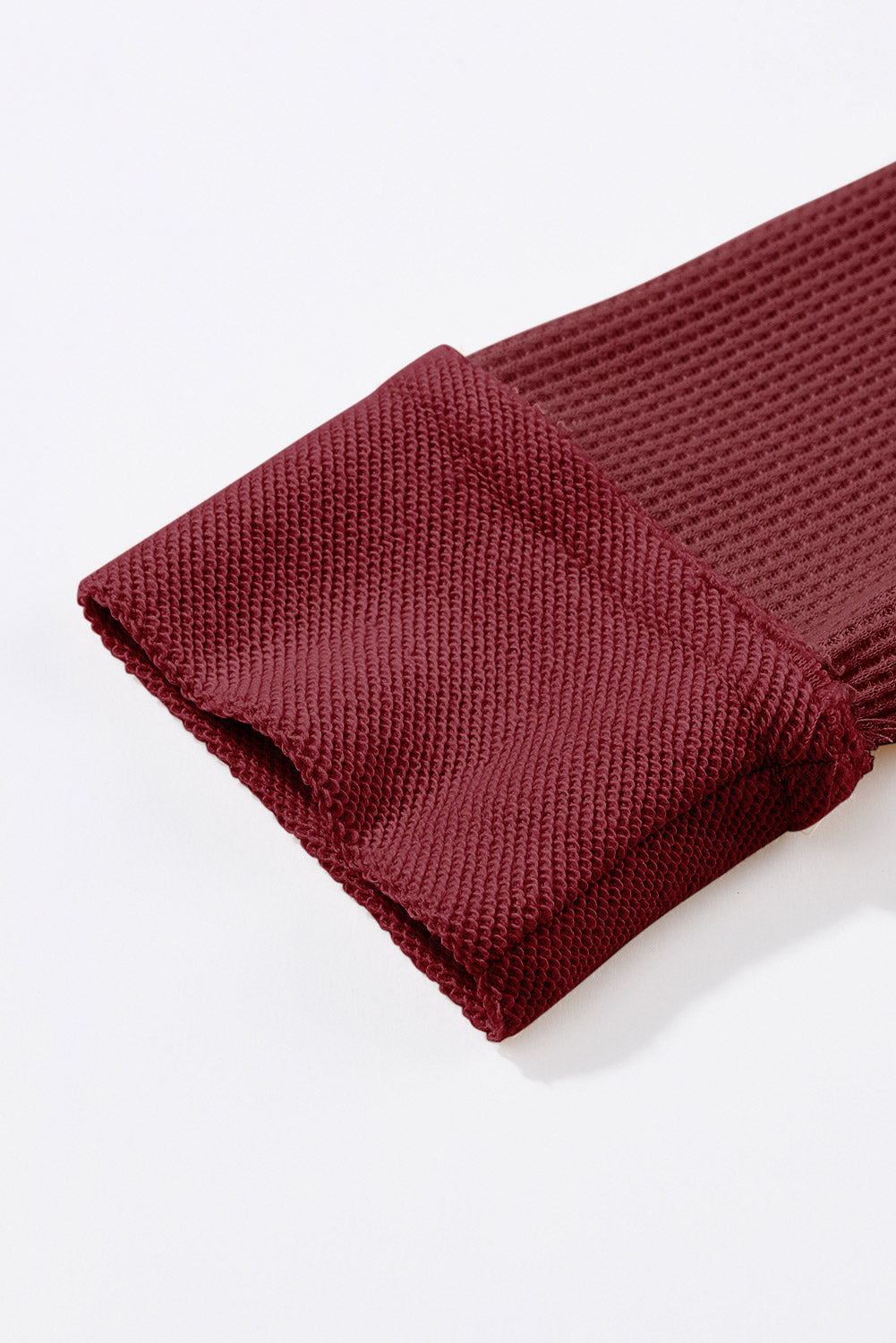 BerryBetty - Red Waffle Knit Buttoned Long Sleeve Top