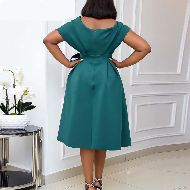 BerryBetty - Women Solid Elegant Evening Party Dress Formal Classy Party Gowns Dress