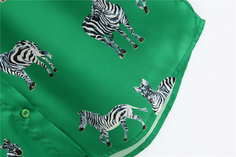 BerryBetty - women satin blouse long sleeve zebra print shirts vintage office ladies tops femme chandails fashion blusa de mujer Chandails