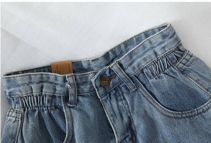BerryBetty - New Summer High Waist Denim Shorts Women Casual Loose Ladies Fashion Plus Size Elastic Waist Wide Leg Short Jeans Female