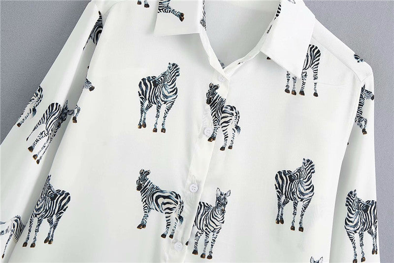 BerryBetty - women satin blouse long sleeve zebra print shirts vintage office ladies tops femme chandails fashion blusa de mujer Chandails