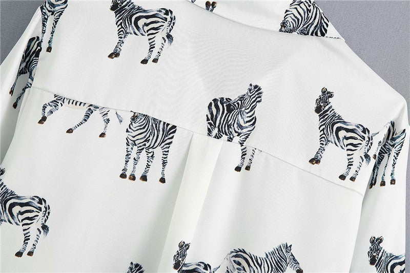 BerryBetty - women satin blouse long sleeve zebra print shirts vintage office ladies tops femme chandails fashion blusa de mujer Chandails