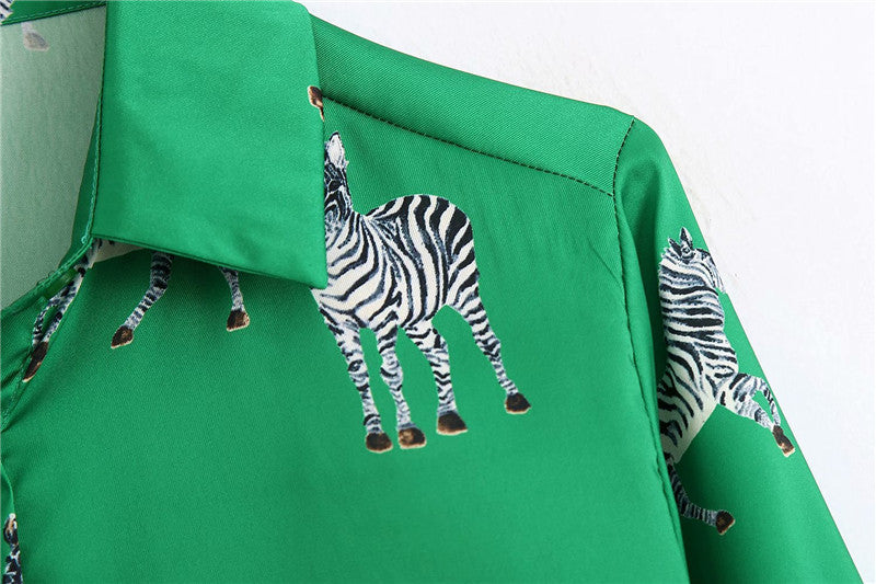 BerryBetty - women satin blouse long sleeve zebra print shirts vintage office ladies tops femme chandails fashion blusa de mujer Chandails
