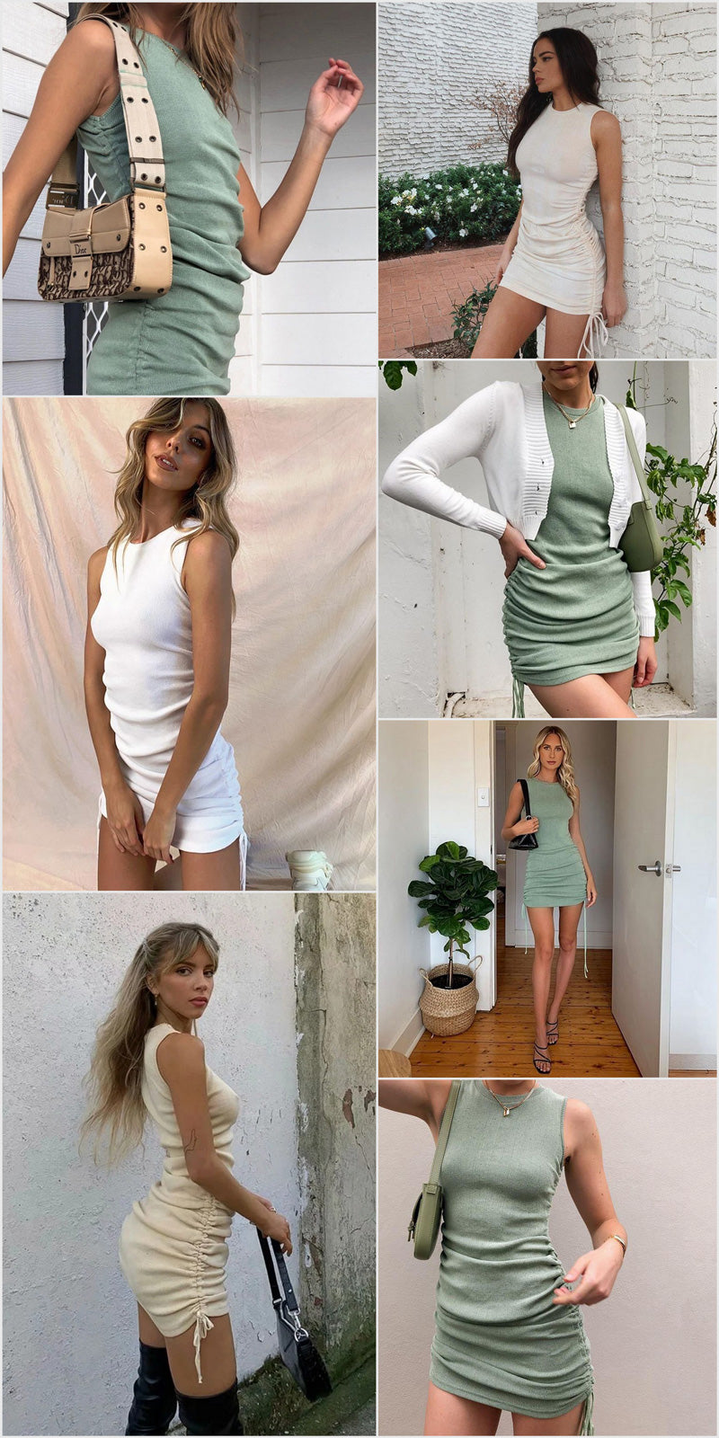 BerryBetty - Cotton Ruched Drawstring Sexy Party Dress Women Sleeveless Elastic Mini Dress Vintage Summer Bodycon Club Wear Vestidos