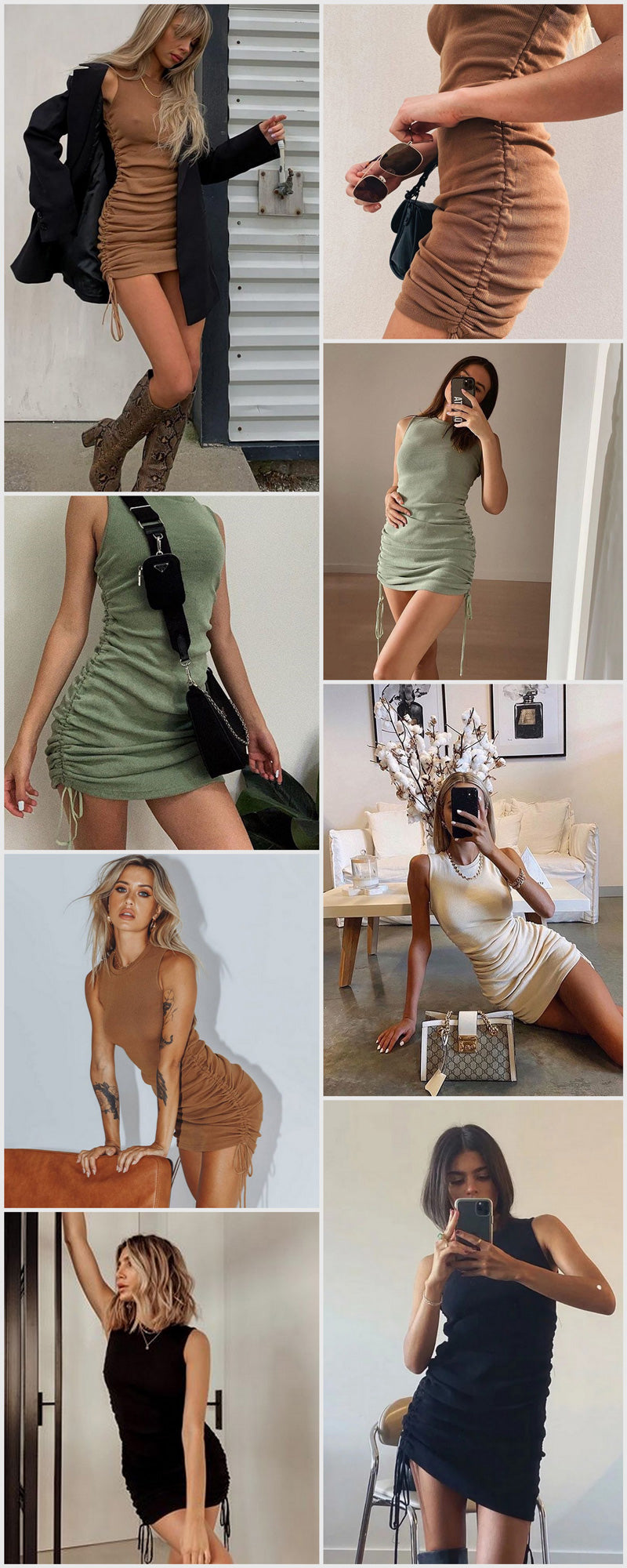 BerryBetty - Cotton Ruched Drawstring Sexy Party Dress Women Sleeveless Elastic Mini Dress Vintage Summer Bodycon Club Wear Vestidos