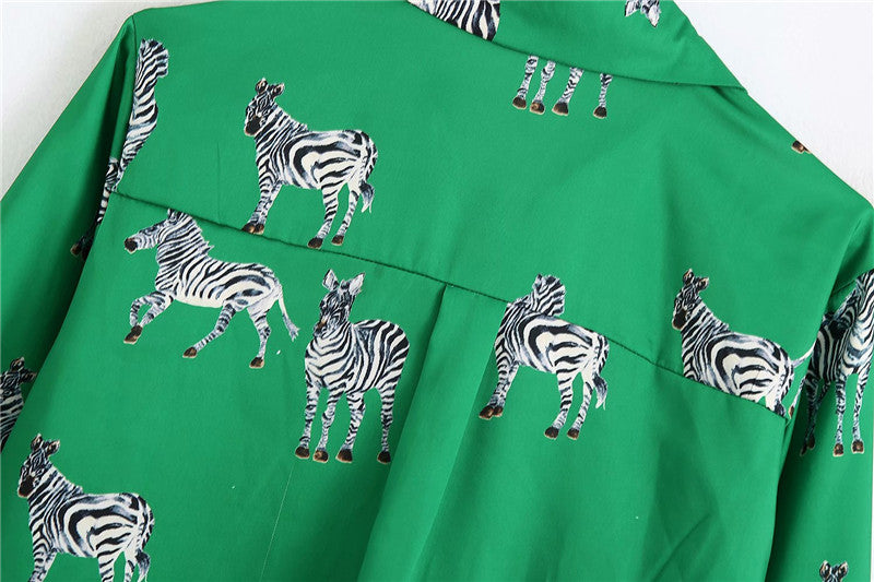 BerryBetty - women satin blouse long sleeve zebra print shirts vintage office ladies tops femme chandails fashion blusa de mujer Chandails