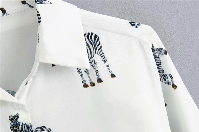 BerryBetty - women satin blouse long sleeve zebra print shirts vintage office ladies tops femme chandails fashion blusa de mujer Chandails