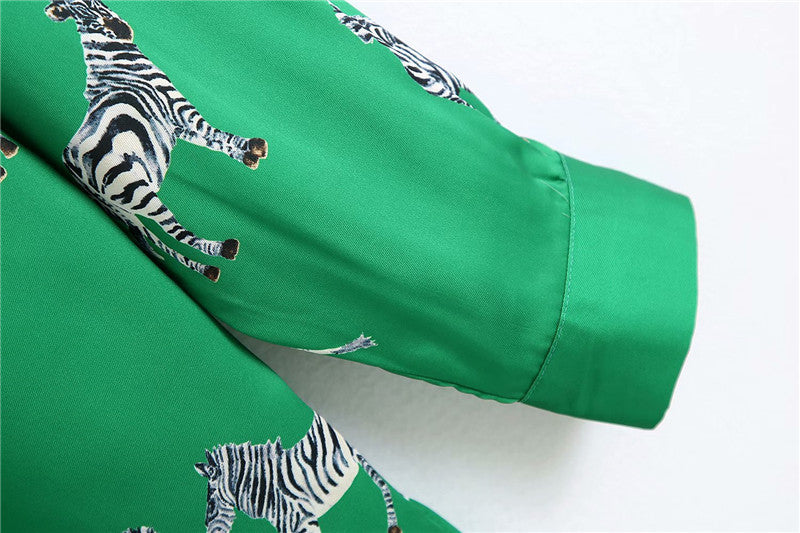 BerryBetty - women satin blouse long sleeve zebra print shirts vintage office ladies tops femme chandails fashion blusa de mujer Chandails