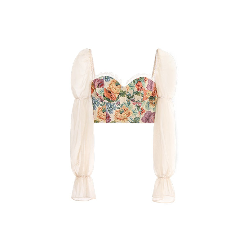 BerryBetty - Vintage Corset Tops + Mini Skirts 2 Piece Dress Set Women Elegant Blouse Y2k Crop Top Evening Party Fashion Suits Summer