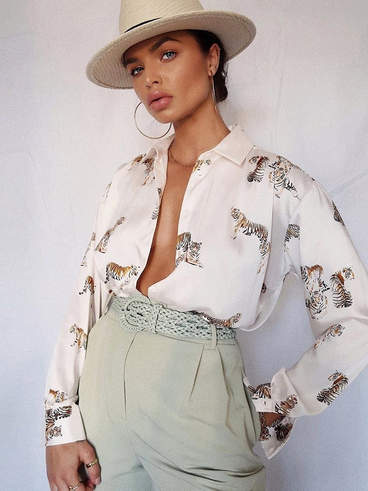 BerryBetty - women satin blouse long sleeve zebra print shirts vintage office ladies tops femme chandails fashion blusa de mujer Chandails