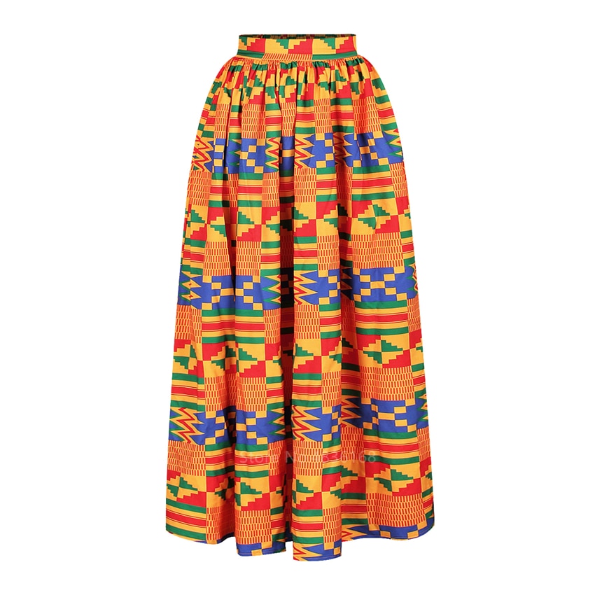 BerryBetty - Elegant Women Two Piece Set Dress Sexy Slash-neck Sleeveless Blouse Top +High Slit Skirt Vintage Africa National Print Lady Suit