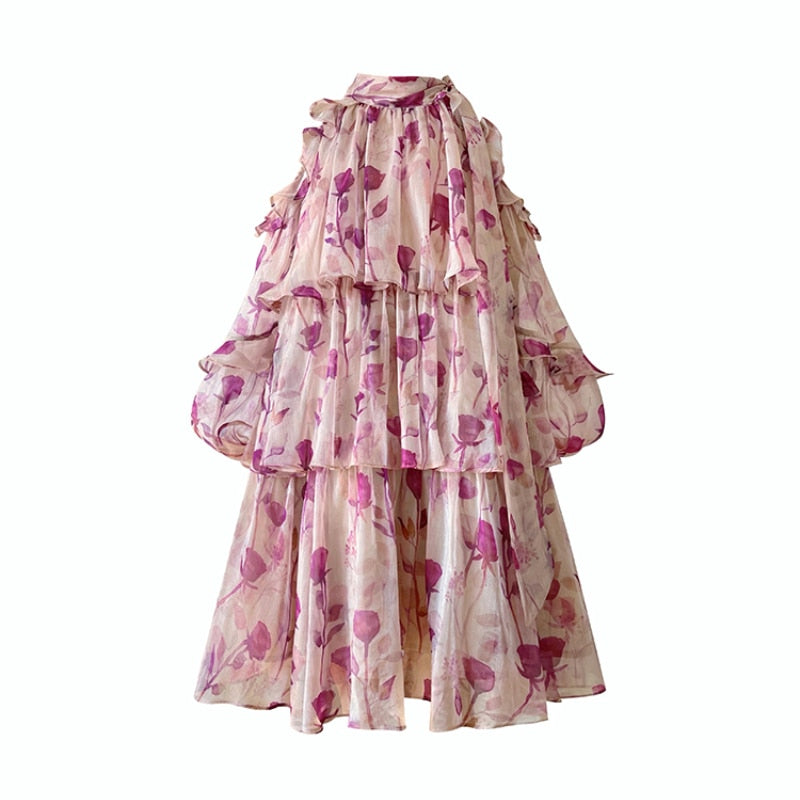 BerryBetty - Floral Mini Dress Beach Style Woman Boho Long Sleeve Short Party Dress Casual Elegant Korean Fashion Dress Female