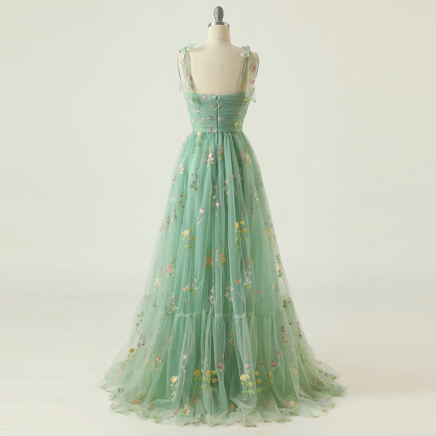 BerryBetty - 2024 Elegant Party Dress Prom Dresses Mint Green Adjustable Straps Shiny Love Tulle Tea Length Wedding Party Graduation Dress