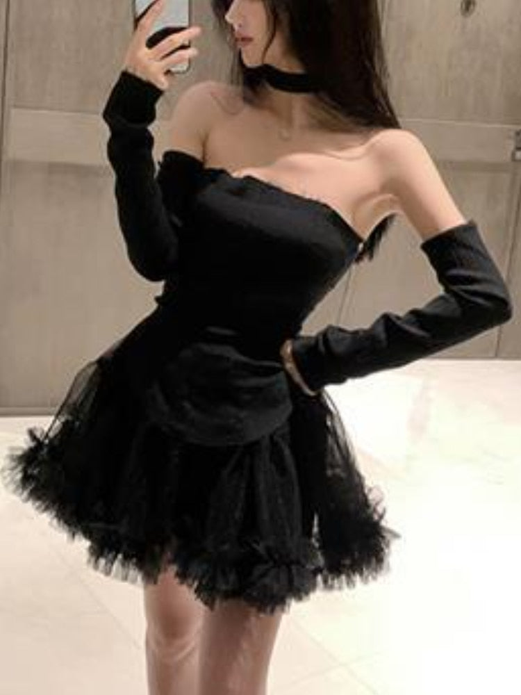 BerryBetty - Sexy Pure Color 2 Piece Dress Set Woman Elegant Y2k Mini Dress Casual Korean Fashion Short Party Dress Vintage Suits Summer New Years Eve Dresses For Women