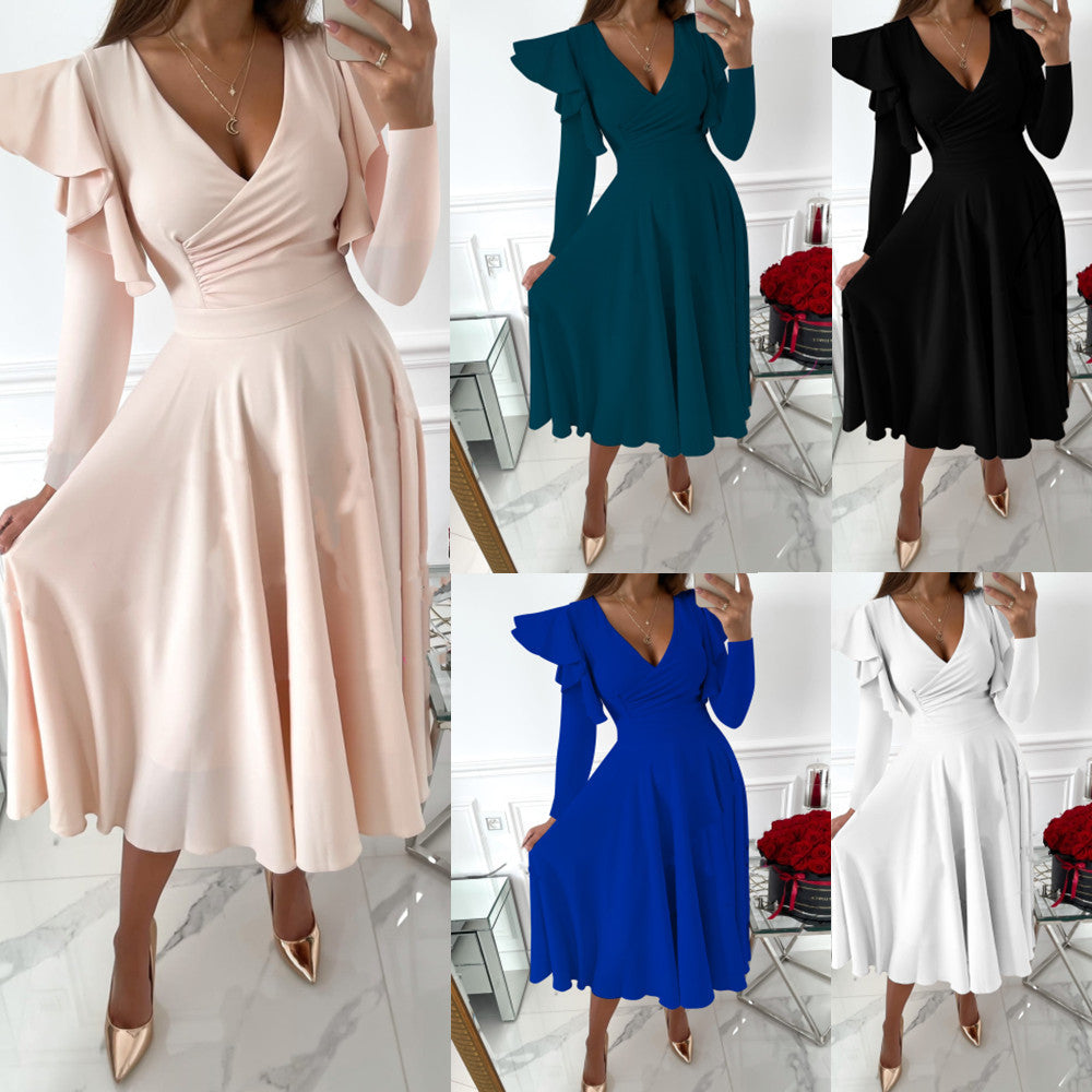 BerryBetty - Sexy Long Evening Dress Elegant Dress For Women V-neck Side Split Party Dresses Female Summer Fashion Casual Club Ladies Clothes