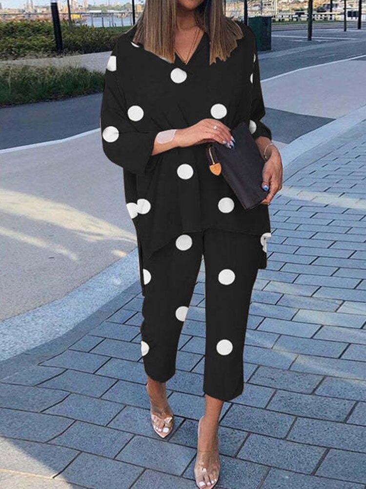 BerryBetty - Summer Outfits Vintage Floral Print Casual Outfits Women Summer Long Sleeve Blouse And Pants Sets Cotton Linen Female Elegant Two Piece Suits