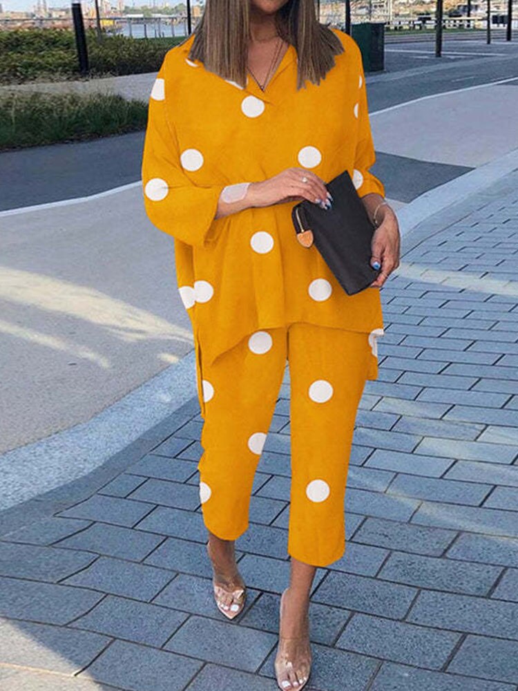 BerryBetty - Summer Outfits Vintage Floral Print Casual Outfits Women Summer Long Sleeve Blouse And Pants Sets Cotton Linen Female Elegant Two Piece Suits