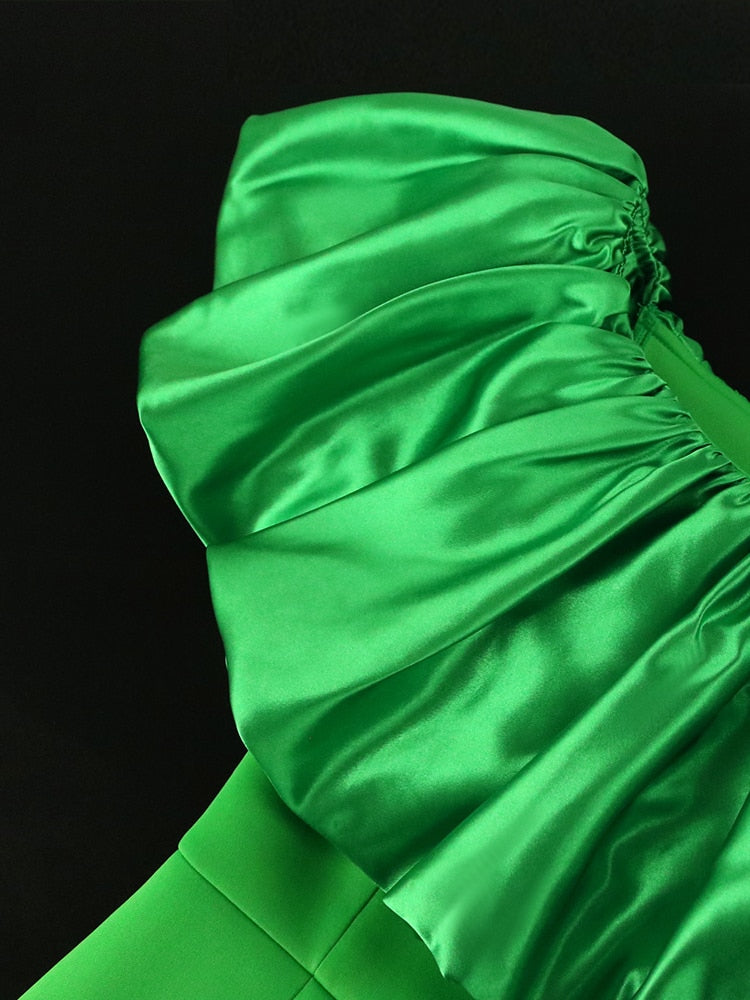 BerryBetty - Women Long Party Dresses Mermaid Slim Christmas Bare Shoulder Puffy Bright Green Big Size Wedding Evening Occasions Gowns Robes