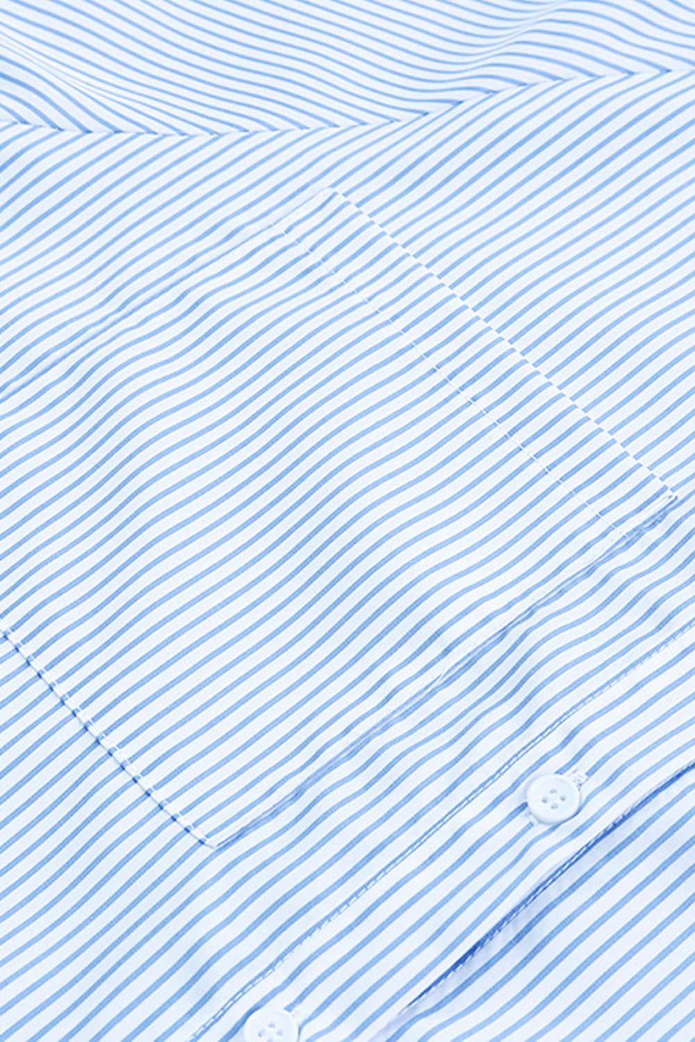 BerryBetty - Sky Blue Smocked Cuffed Striped Boyfriend Shirt with Pocket