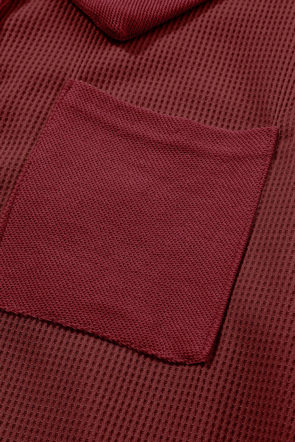 BerryBetty - Red Waffle Knit Buttoned Long Sleeve Top