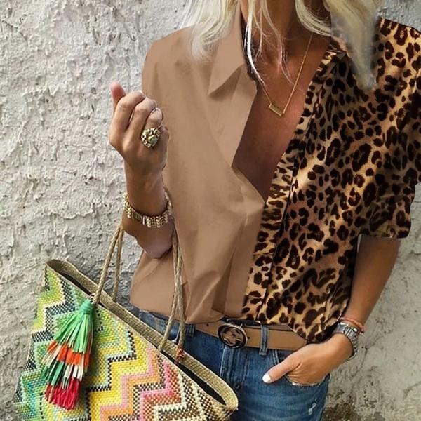 Women's Autumn Casual Deep V Neck Top Coffee __stock:50 clothes refund_fee:800 tops