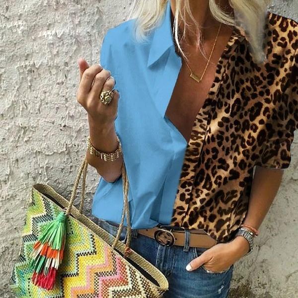 Women's Autumn Casual Deep V Neck Top Sky Blue __stock:50 clothes refund_fee:800 tops