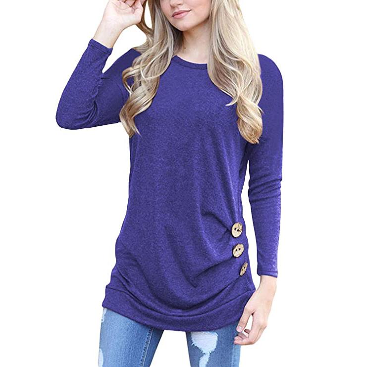 Women's Casual Long Sleeve Tunic Tops Royal Blue __stock:200 clothes Low stock refund_fee:800 tops