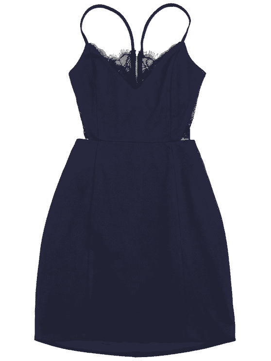 BerryBetty - Fun Zippered Lace Panel Fitted Cami Dress