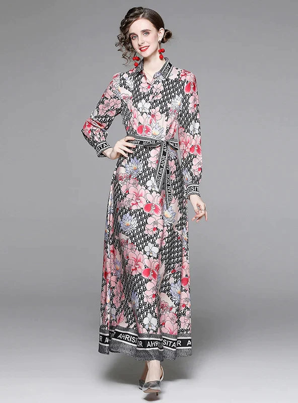 BerryBetty - Long Sleeve Slim Printed Dress