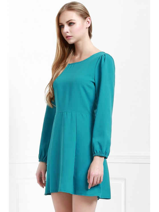 BerryBetty - Chic Long Sleeve Open Back Green Dress