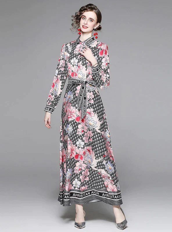 BerryBetty - Long Sleeve Slim Printed Dress