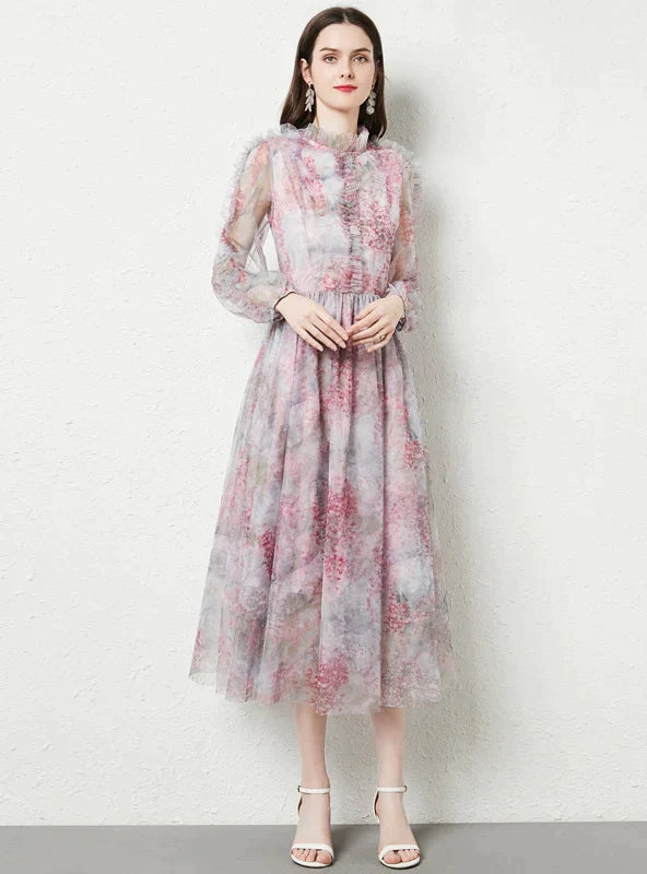 BerryBetty - Holiday Chiffon Long Sleeve Summer Dress