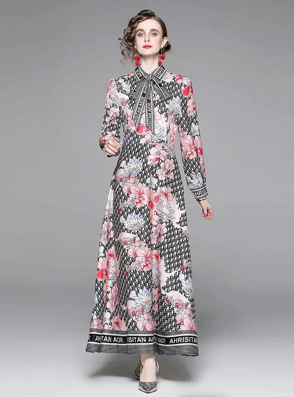 BerryBetty - Long Sleeve Slim Printed Dress