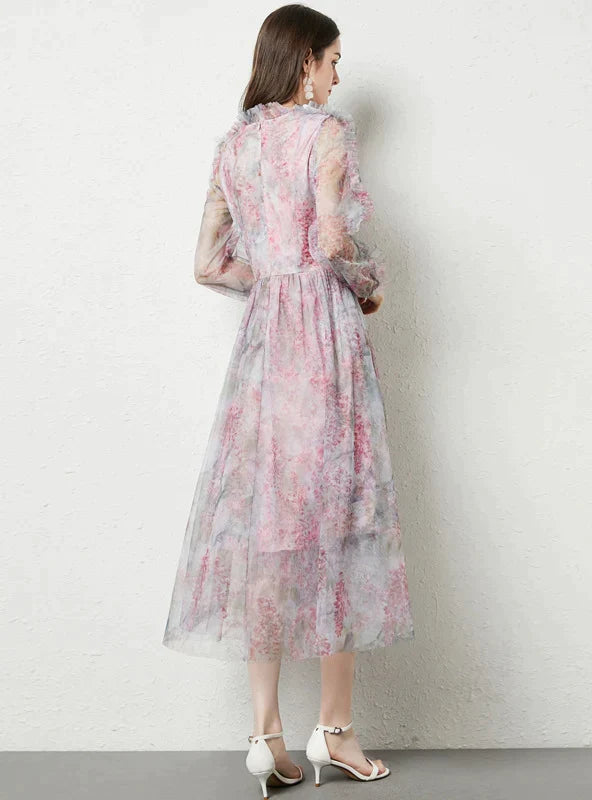 BerryBetty - Holiday Chiffon Long Sleeve Summer Dress